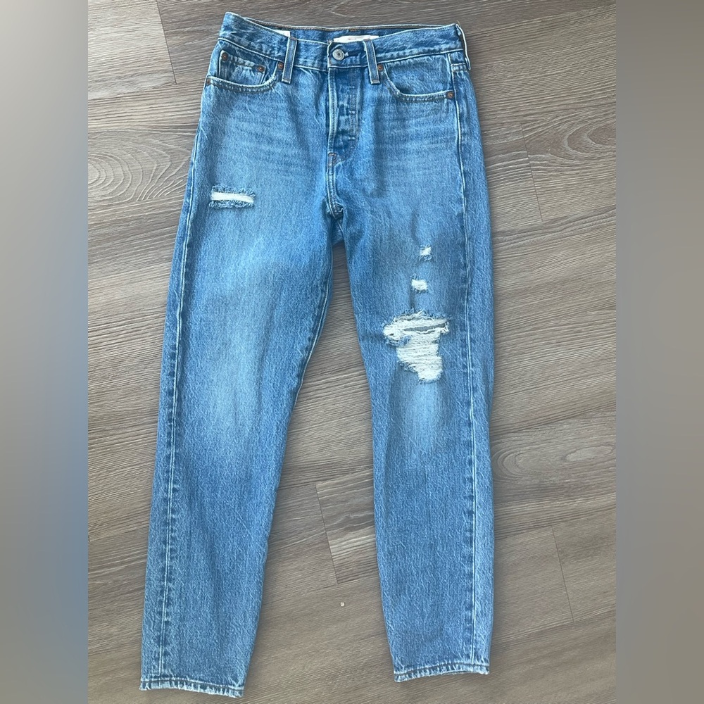 Levi's Light Blue Distressed Boyfriend Jeans
